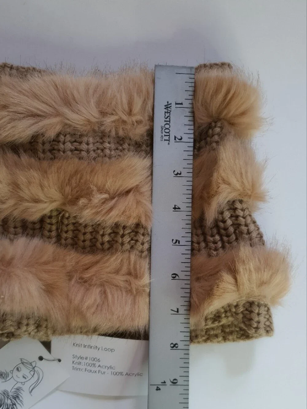 Faux Fur Knit Infinity Scarf - Beige + Free Gift